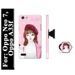 BUDDHU Preety Cute Girl Printed Hard Back Cover Case with Mobile Holder, Pop holder, Pop socket for Oppo Neo 7, Oppo A33f