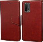 Xykos Brown Artificial Leather Mobile Flip Cover for Redmi Mi9 POWER