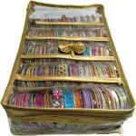 Aadhya 5 Rods Bangle box Jewellery Organiser Pouches Storage Case (Beige) Vanity Box (Beige)