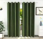Styletex 270 cm (9 ft) Polyester Blackout Long Door Curtain (Pack Of 2) (Plain, Dark Green)