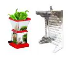 Urban buy Stainless Steel Chilly Cutter Cutter With Stainless Steel Cheese & Vegetable Grater Kaddu Kash Supreme Amrapali Grater and, Multicolour, Pack of 2