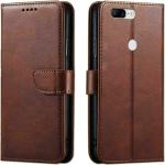 Tingtong Flip Cover for OnePlus 5T | Magnetic Closurer| PU Leather Magnetic Wallet Back Cover Case (Brown)