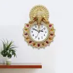 Webelkart Premium Plastic Designer Stones Lord Ganesha Wall Clock (Copper, 12 Inch)
