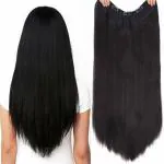 Clixfox Women and Girl Black Synthetic 5 Clip Straight Hair Extension (Pack of 1)