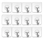 Ekdhra Plastic Ek01 Self Adhesive 12 Wall Hooks Heavy Duty (Pack Of 12)