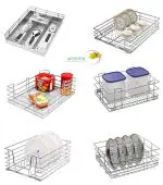 LeAves 304 Stainless Steel Silver Modular Kitchen Basket