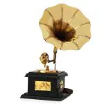 Hashcart Brass Handmade Vintage Dummy Gramophone for Home Decor (Brown, 9 cm x 4 cm x 4 cm)