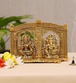 kridaykraft Home Decor & Gifts Metal Golden Royal Laxmi Ganesh Mehrav God Idol