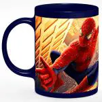 CHHAAP Spiderman Mugs Gift for Kids Brother Sister Son Daughter Boys Girls Hd Printed Microwave Safe Blue Ceramic Coffee Mug (350 ml) SPINM-01