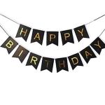 Grand Shop Black Paper Happy Birthday Bunting Flag
