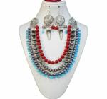 JAYA VISION ENTERPRISES Metal & Glass Beaded 3 Line Fancy Necklace-tg78