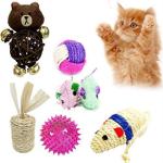 PSK Pet Mart Cat Rattle Toy, Led Ball, Pair Plush Mouse, Sisal Ball & Mouse Toy (Pack of 6)