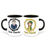 Whats Your Kick Set of 2 Best Chacha and Best Chachi Printed Black Ceramic Coffee Mug 325ml