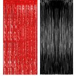 Festiko Red Black Foil Curtain Pack Of 2 For Birthday, Anniversary, Marriage, Bachelorette, Halloween Decoration, Party Supplies, Party Decoration