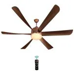 KUHL Platin D6 Stylish BLDC Fan | Low Power 30W | High Air Flow | 6 Aerodynamic ABS Blades | Low Noise | Down Light | 1200 mm sweep | Operate on Remote-Mobile-Alexa | Reverse Mode |5 Star Rated|Brown