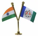 FlagSource India & Yuvajana Sramika Rythu Congress Party (YSR) Miniature Car Dashboard Flags with A Y-Staff & Nano Base (Gold)