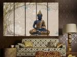 KYARA ARTS Multiple Frames Beautiful buddha Wall Painting for Living Room Home decor, Bedroom, Office, Hotels, Drawing Room Wooden Framed Digital Painting (50inch x 30inch)87