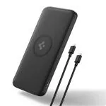 Spigen 2in1 10000 mAh Wireless Charging Power Bank with USB-A | USB-C 20W Fast Charging, Included USB-C to USB-C Cable - Black (Not Compatible with magsafe-Charging)