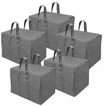 LIFE FEST 5 Pack Nylon 85 L Moisture Proof Moisture Proof Multi-Purpose Storage Bag/Clothing Storage Organiser/Toy Storage Bag/Stationery Paper Storage Bag with Zipper Closure and Strong Handle-(Black, 57x 36.8X 40.5 cm)