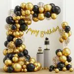 SPECIALYOU.IN Black & gold theme Birthday Decoration items for Boy / Girl / Husband / Wife ,Balloon Decoration for birthday , Birthday backdrop for decoration , Birthday decoration kit -51 pcs