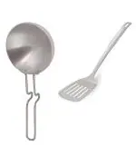 First Front Aluminium Tadka Pan With Stainless Steel Pure Egg Palta Spoons and Multicolour, Pack of 2.