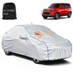 Automozexo Waterproof Car Cover for Mahindra Bolero with Antena, and Mirror Pocket Anti Dust, Waterproof, Triple Stitched Fabric with Pipein Design, Elastic Hem Car Body Cover for Mahindra Bolero