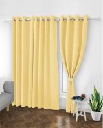 TopDrapes Room Darkening Blackout Long Door Solid Curtain with Tie Back 9 feet 1 Pcs (Beige Colour)