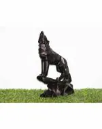Miss Peach - Black Resin Geometric Wolf Statue Home Decorative Showpiece, 3d Design And Table Top, desk, Decorative Showpiece - 25.2 cm (Stone, Black) , Diwali Gift, Best Gift for Diwali Decor, Diwali Decoration