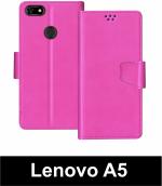 Sbms Lenovo A5 Pink Artificial Leather Shock Proof Flip Cover