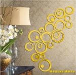 WallWear Acrylic 20 Rings Seven Sizes Golden 3D Mirror Stickers for Home
