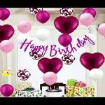 SV Traders Pink Theme Happy Birthday Decoration For Girls/Women/Wife Combo Kit Of 42 Pcs