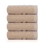PRIME CLUB Santa Monica Face/Wash (Set of 4) Towel - Ultra Soft, Super Absorbent, Quick Dry - Biscotti (30 X 30 CM)