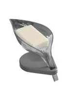 RAB Transparent PVC Soap Dish Leaf Shape Self Draining Soap Holder
