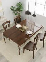 Clasiko 4 Seater Dining Table Cover; 54x78 Inches or 137x198 Cms; Material - PVC; Anti Slip; Silver Lace