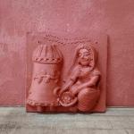 Prosperity Handmade Classic Decorative Interior Exterior Molela Terracotta Unique Crafted Lady with Grain Storage Panel| Showing Tile Showpiece for Wall Decor (Leanth 22.5 x Width 2.5 x Height 22.5 cm)
