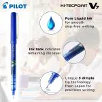Pilot Hi-Tecpoint V7 Fine Point Liquid Ink Pen | Tip Size - 0.7 MM | Unique Dimple Tip Technology | Ink Colour - Blue | Pack of 4