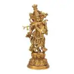 ARTVARKO Handmade Solid Brass Lord Krishna Statue - 15 inch