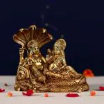 pujaNpujari Vishnu Lakshmi Murti Brass for Puja/Lord Vishnu with Lakshmi on Sheshnag for Pooja Room Big Size