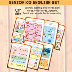 Edsmart English phonics book combo, Phonics reader level 3 [48 pages] and Phonics reader book [16 pages small size] , Vowel Letter sounds , phonics activity book with sentence reading , Phonics books 4 years, Phonics worksheets ,Letter sounds book