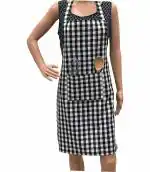 SellnShip Waterproof Apron with Front Centre Pocket and Adjustable Neck Strap (Black & White)