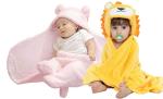 My NewBorn Baby Yellow Lion and Pink Loni Wrapper with Fancy Cartoon Cap (0-3 M)