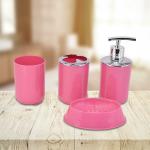 Kookee Acrylic Bathroom Accessories Set of 4 Dark Pink Bath Set for Home