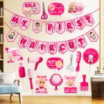 Zyozique My First Hair Cut / Mundan Ceremony Decorations Set - Banner & Photo Booth (Pack Of 17)