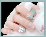 Secret Lives Acrylic Designer Artificial Nails Extension Light Blue Color 3D Bow Design 24 pcs Set with Glue Sheet