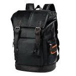 Fur Jaden BM38 Black Leather Anti Theft Laptop Backpack for Unisex, 22L
