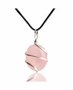 Reikved Tumble Wire Wrap Rose Quartz Stone Natural Healing Crystals And Stones Crystal Pendants Necklace (Pack Of 399)
