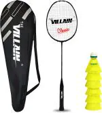 THE VILLAIN Classic Single Shaft Professional Badminton Racket with 6 Pcs Plastic Shuttles Badminton Kit