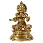 KALARAMBH Brass Maa Annapurna Devi Idol Murti Statue for Pooja Puja Mandir Decor Items Collectible Handicraft Art, Yellow, 4 x 3 x 6 Inch (L x W x H)