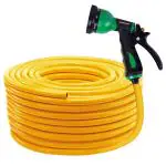 Sharpex Combo Of 8 Mode High-Pressure Water Gun Nozzle Spray And 30 MT Yellow Hose Pipe For Garden Hose, Lawn, Car Washing