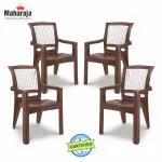 MAHARAJA Singham 104 Home, Office & Restaurant Plastic Outdoor Chair  (Brown-White, Set of 4, Pre-assembled)